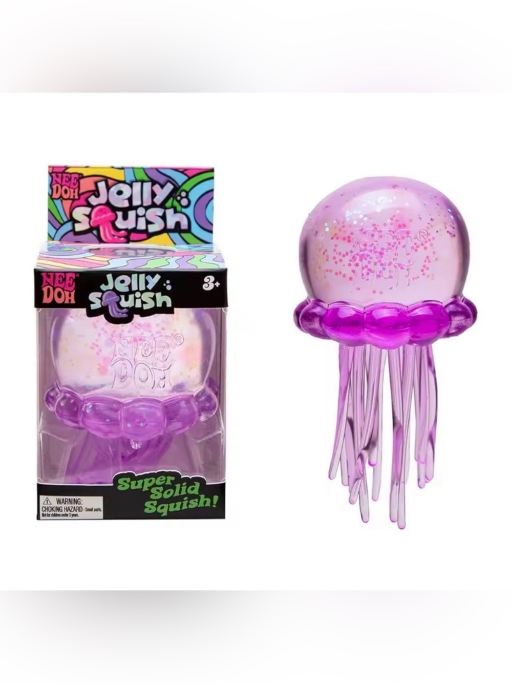 NEEDOH Jelly Squish Purple Glitter Jellyfish Toy